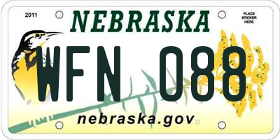 NE license plate WFN088