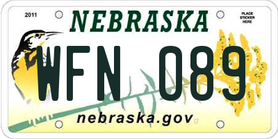 NE license plate WFN089