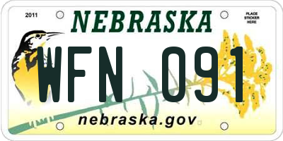 NE license plate WFN091