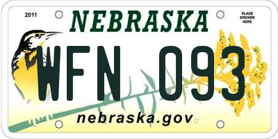 NE license plate WFN093