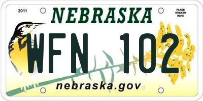 NE license plate WFN102