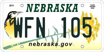 NE license plate WFN105
