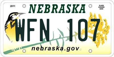 NE license plate WFN107