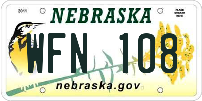 NE license plate WFN108