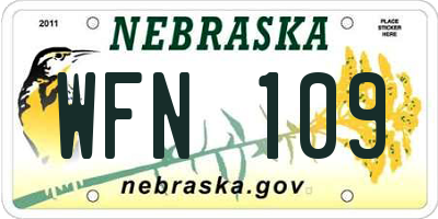 NE license plate WFN109