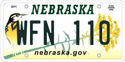 NE license plate WFN110