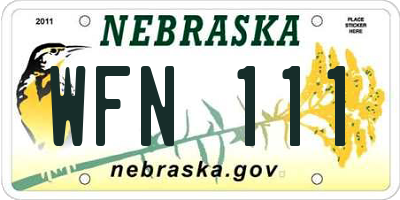 NE license plate WFN111