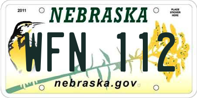 NE license plate WFN112