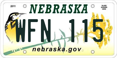 NE license plate WFN115