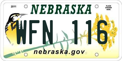 NE license plate WFN116
