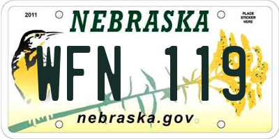 NE license plate WFN119