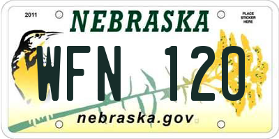 NE license plate WFN120