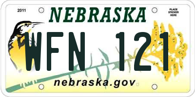 NE license plate WFN121