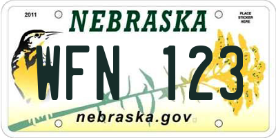 NE license plate WFN123