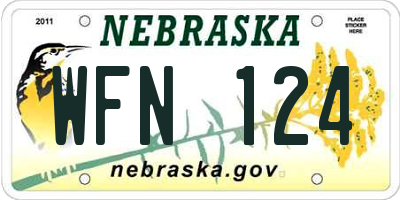 NE license plate WFN124