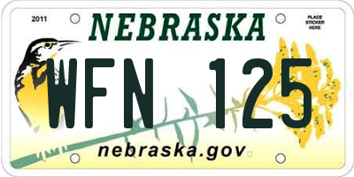 NE license plate WFN125