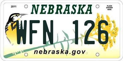 NE license plate WFN126