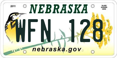 NE license plate WFN128