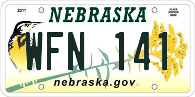NE license plate WFN141