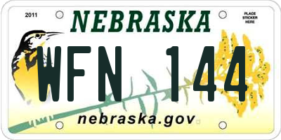 NE license plate WFN144