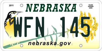 NE license plate WFN145