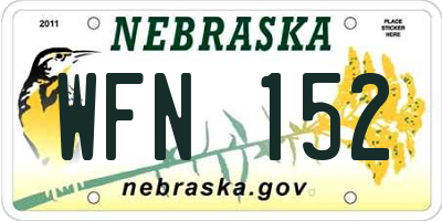 NE license plate WFN152