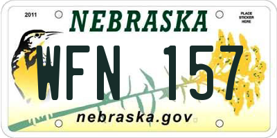 NE license plate WFN157
