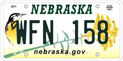 NE license plate WFN158