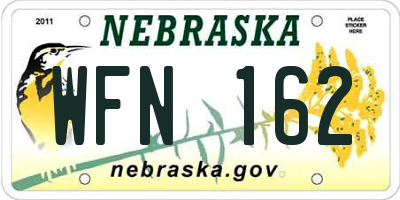 NE license plate WFN162