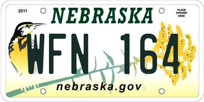 NE license plate WFN164