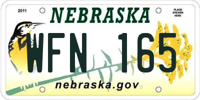 NE license plate WFN165