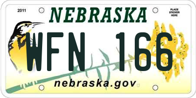 NE license plate WFN166