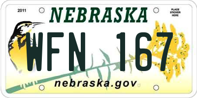 NE license plate WFN167