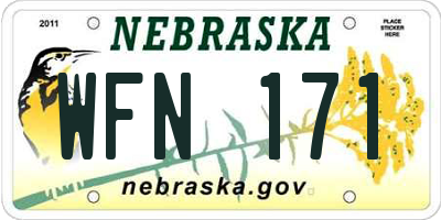 NE license plate WFN171