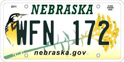 NE license plate WFN172