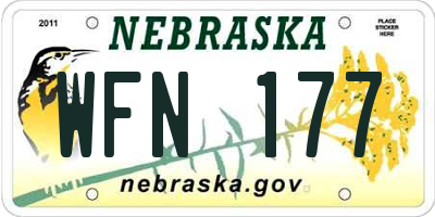 NE license plate WFN177