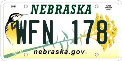 NE license plate WFN178