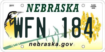 NE license plate WFN184