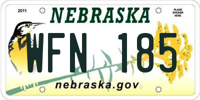 NE license plate WFN185