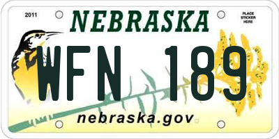 NE license plate WFN189