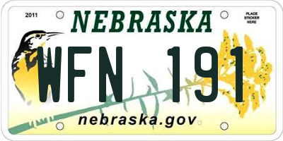 NE license plate WFN191