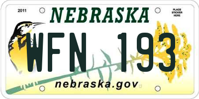 NE license plate WFN193