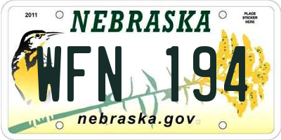NE license plate WFN194