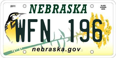 NE license plate WFN196
