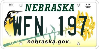 NE license plate WFN197