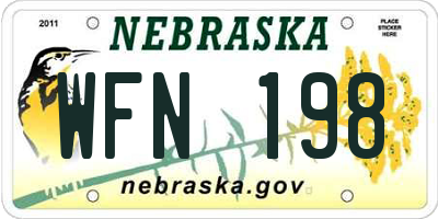NE license plate WFN198