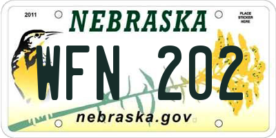 NE license plate WFN202
