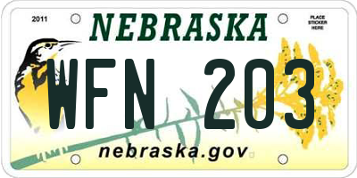 NE license plate WFN203