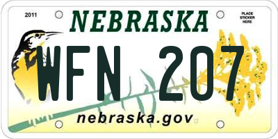 NE license plate WFN207
