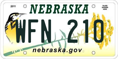 NE license plate WFN210
